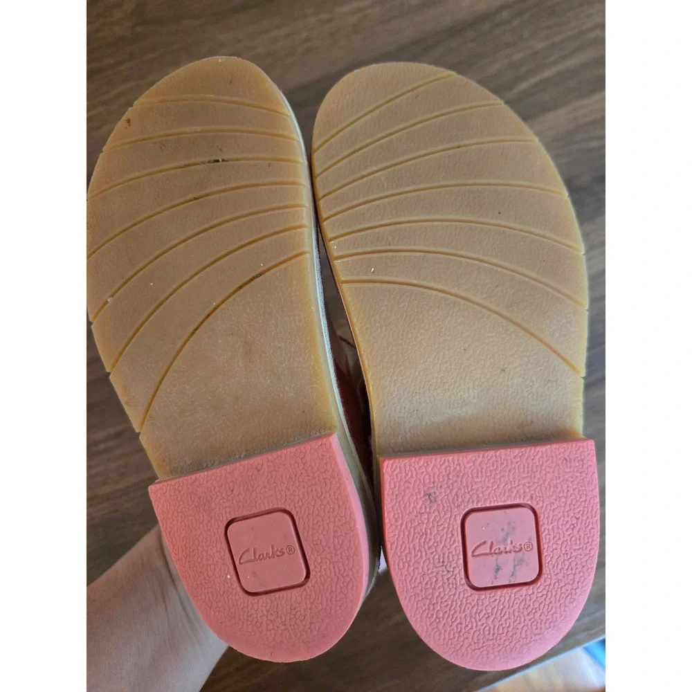 Clarks FirstShoes Coral Pink Patent Leather Mary Jane Air Spring FX Kids Size 7M